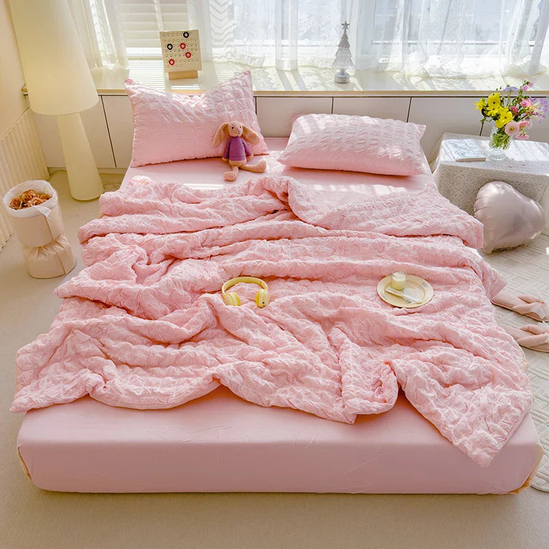 Cool Seersucker Summer Quilt Duvet Cover Set